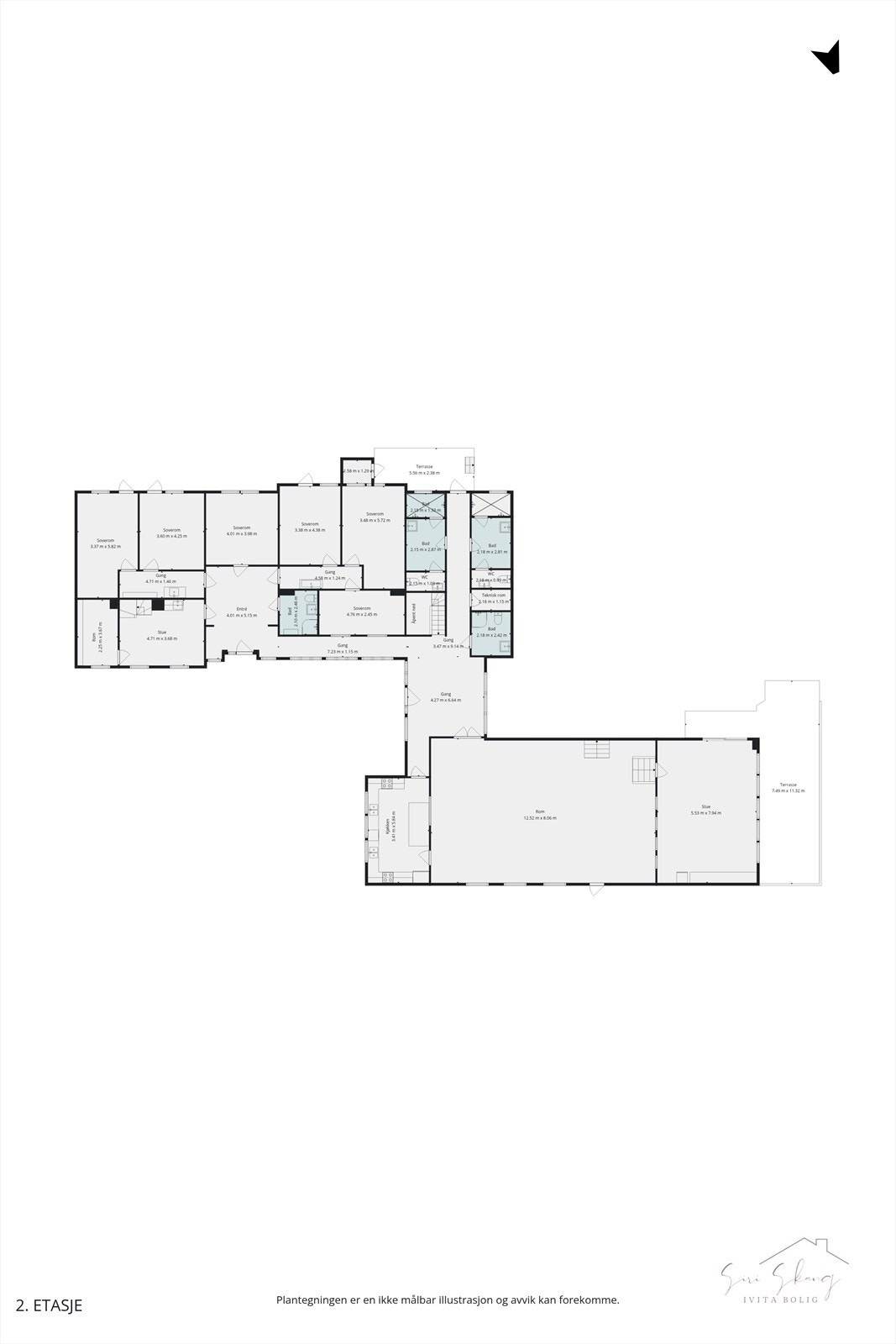 2 D planskisse av hele 1.etg. Galleribilde