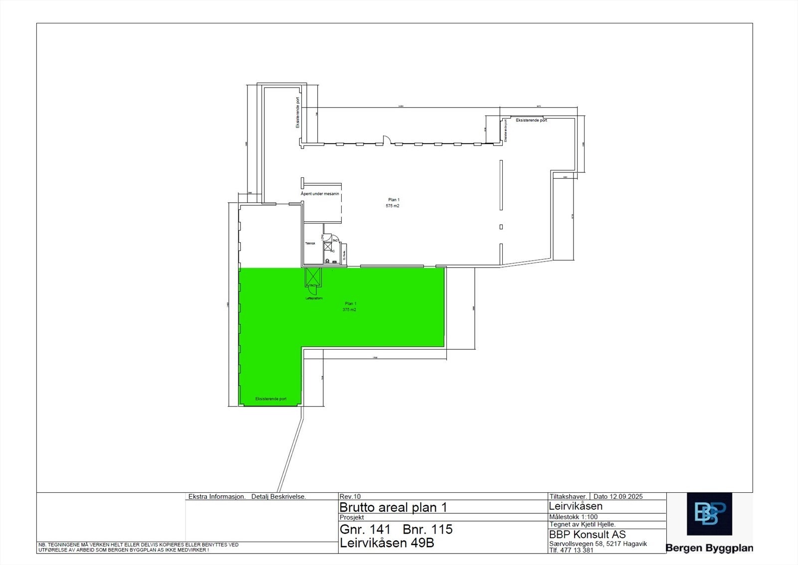 Plantegning ledig areal 1. etg.