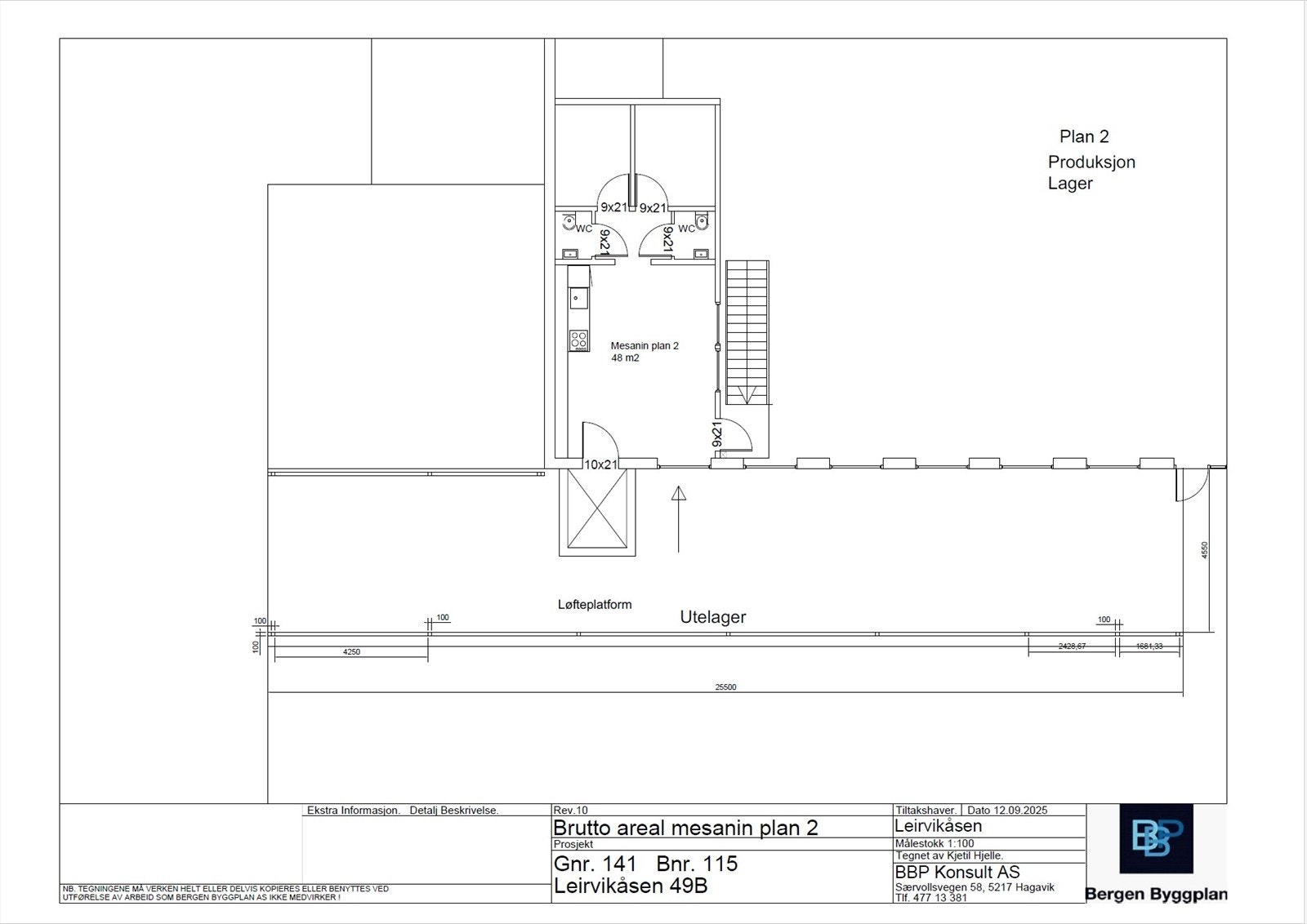 Plantetegning mesanin.