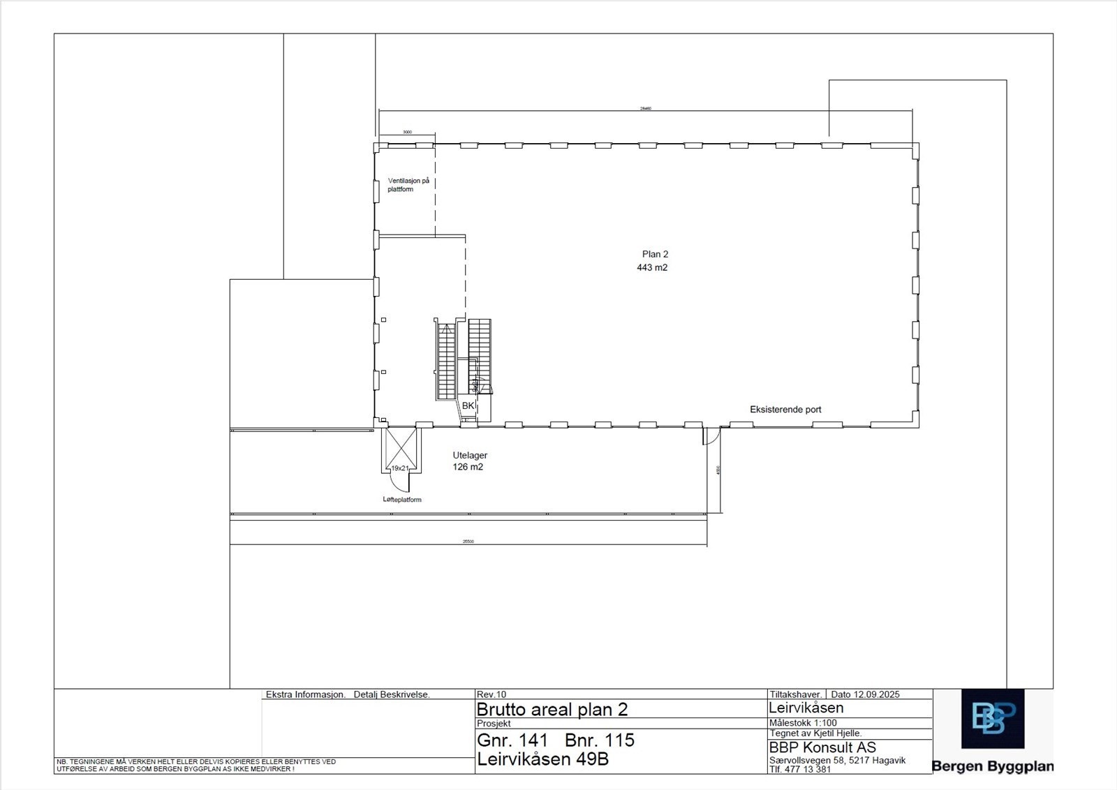 Plantegning 2. etg. og utelager.