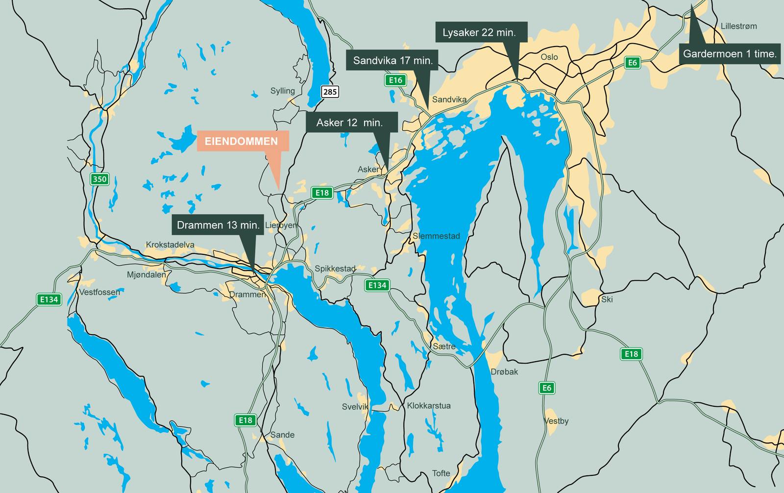 Sentral beliggenhet - 5 min til av/påkjøring E18 Galleribilde