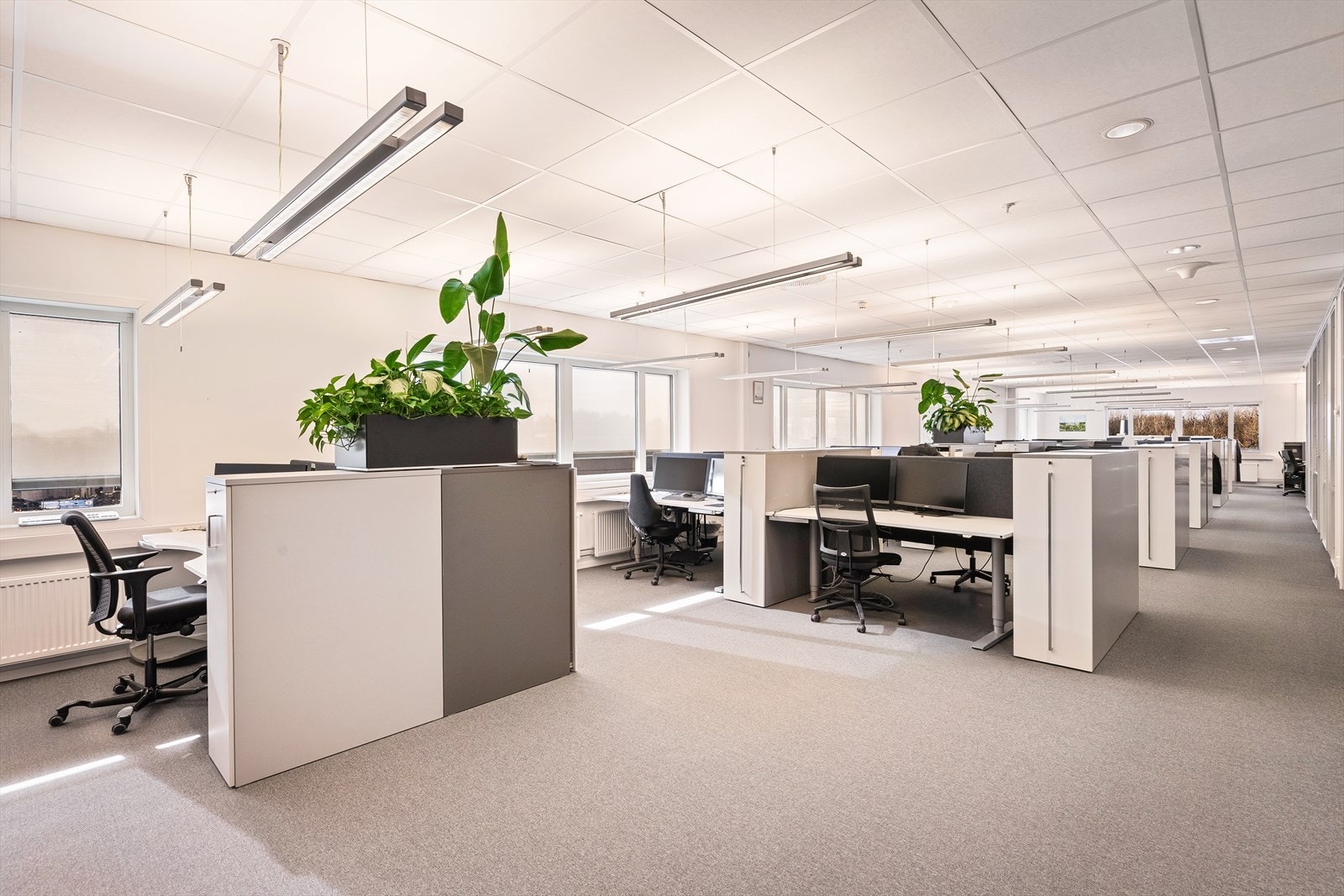 Bilde fra ledige lokaler i 2. etasje, ca. BTA 700 m². Mulig å dele opp arealet for 2 leietakere.