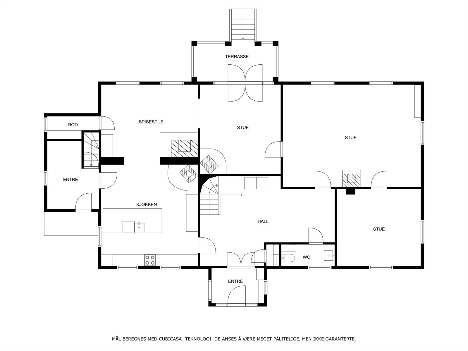 Plantegning hovedplan våningshuset Galleribilde