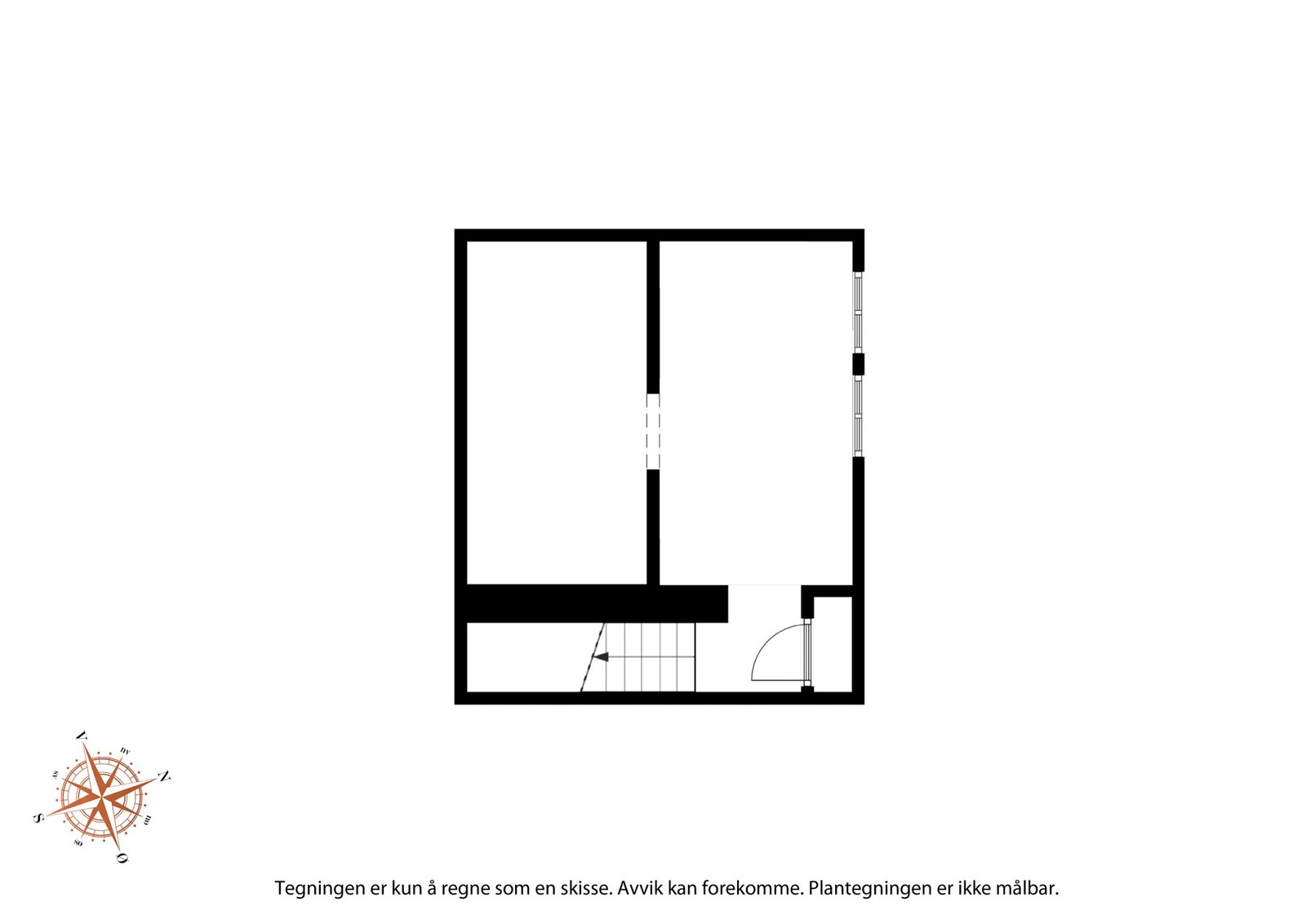 Plantegning med del av kjeller som hører til denne seksjonen Galleribilde