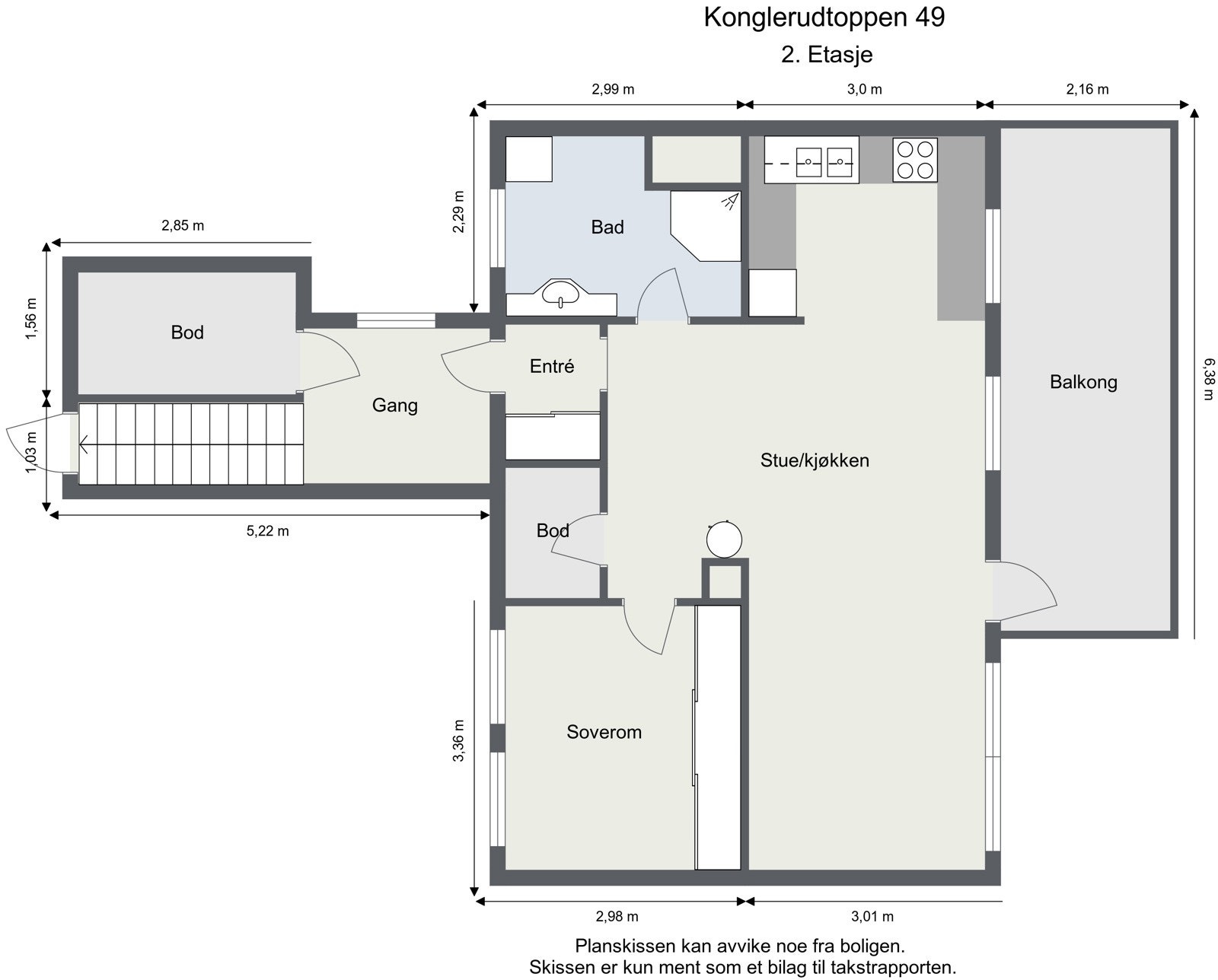 Plantegning med mål. Galleribilde