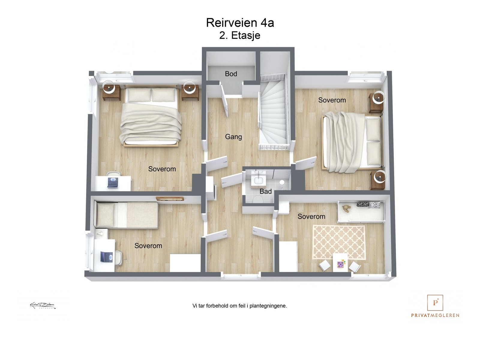 3 D plantegning 2. etasje hovedhus Galleribilde
