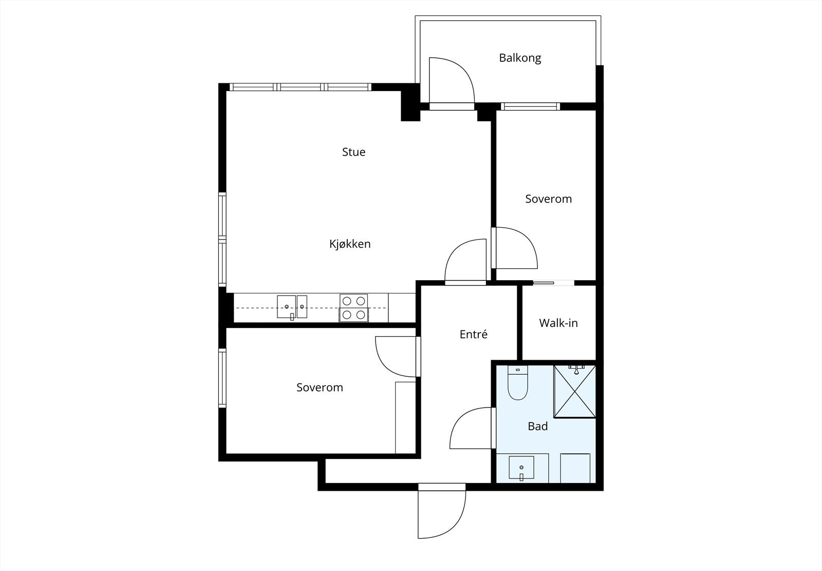 Leiligheten ligger i enden i 2. etasje Galleribilde
