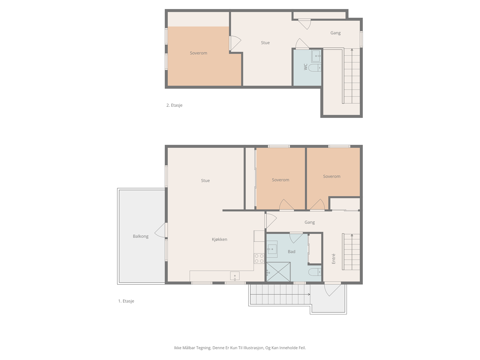 Plantegning. Hovedetasje og loftsetasje. Galleribilde
