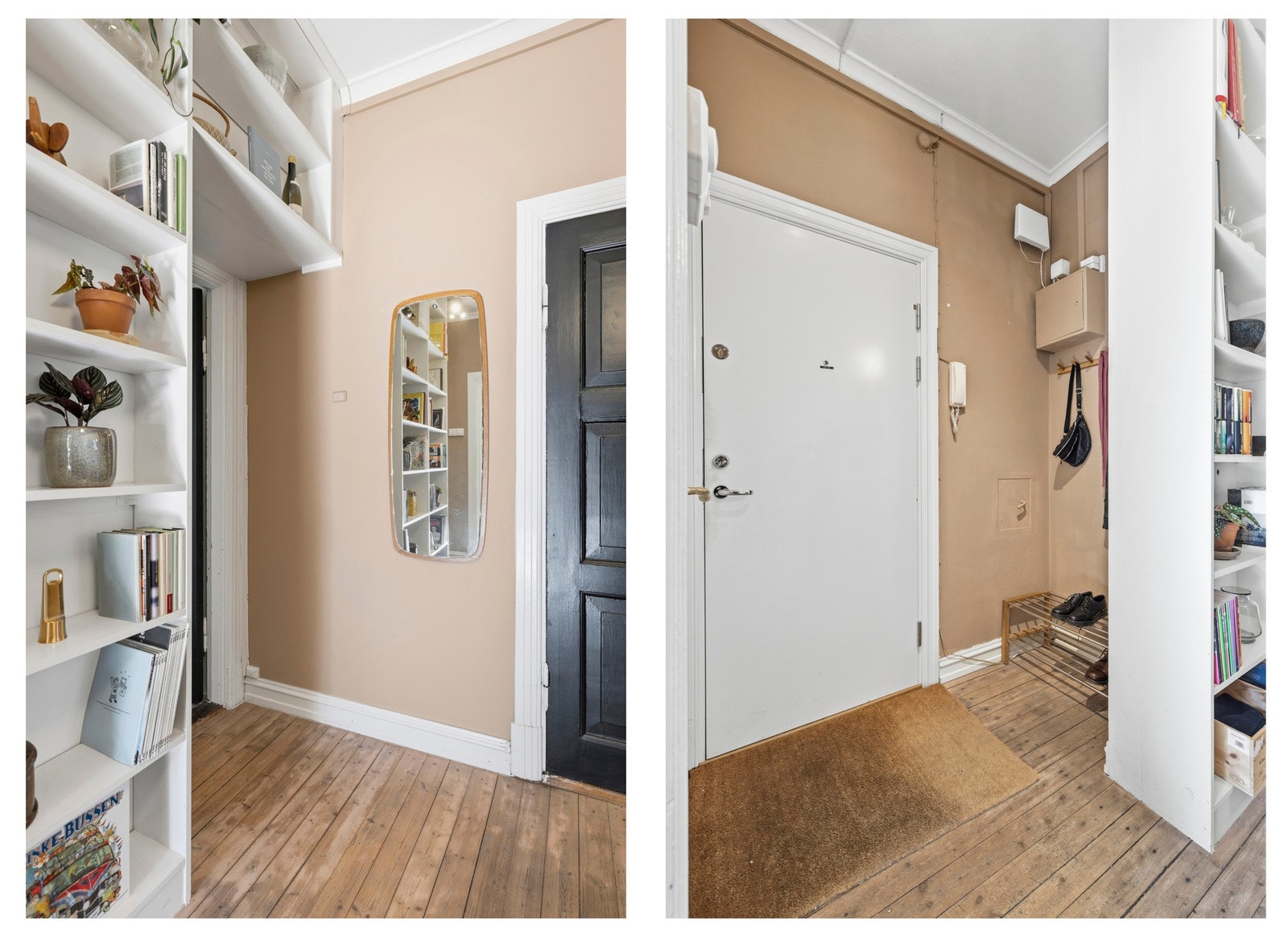 Entré - Faste integrerte hyller er montert samt garderobeløsning Galleribilde