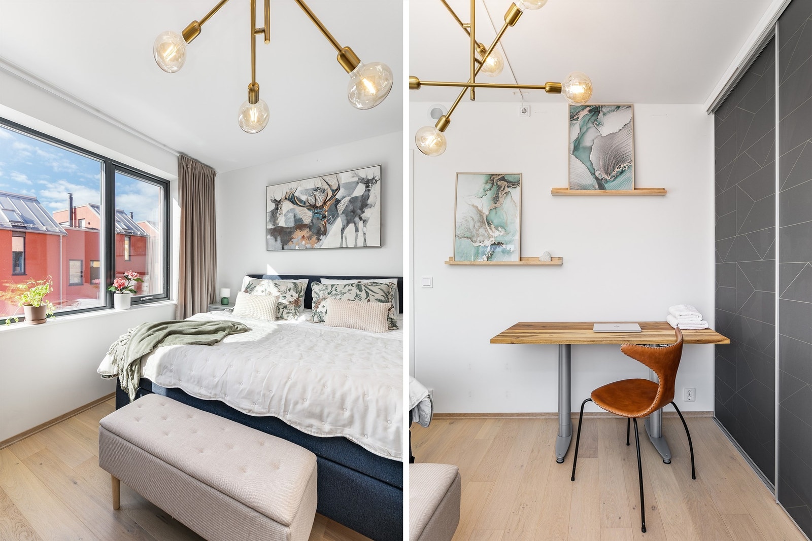Hovedsoverommet er over 14 kvm. stort og innredet med en praktisk skyvedørsgarderobe som utnytter hele rommets bredde. Galleribilde