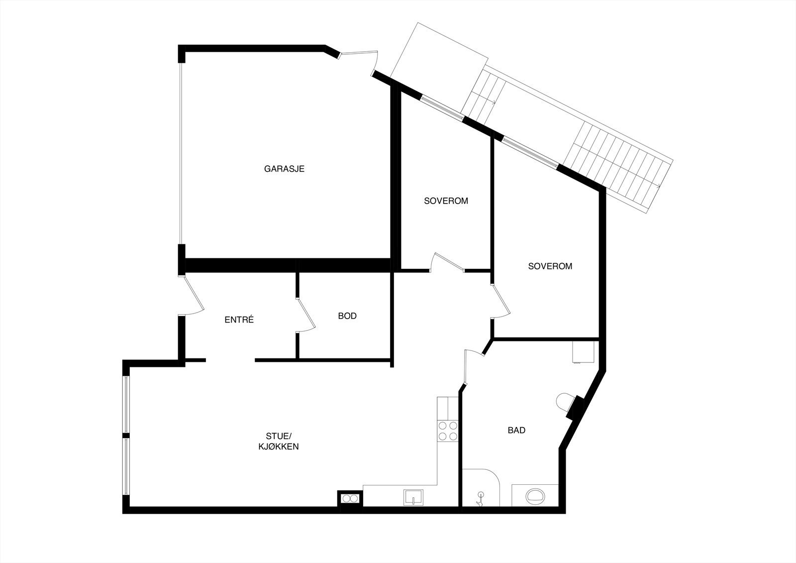 Plantegning sokkeletasje. Utleiedel er utleid for kr. 12.000,- per måned. Galleribilde