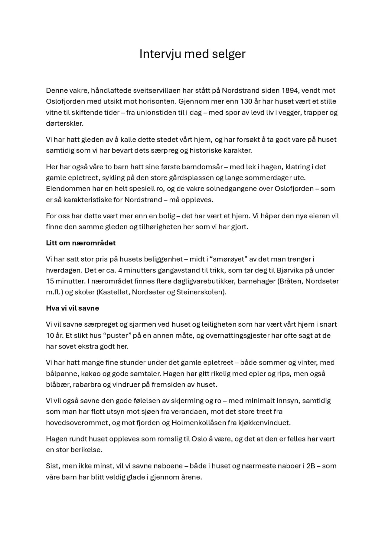 Intervju med selger Galleribilde