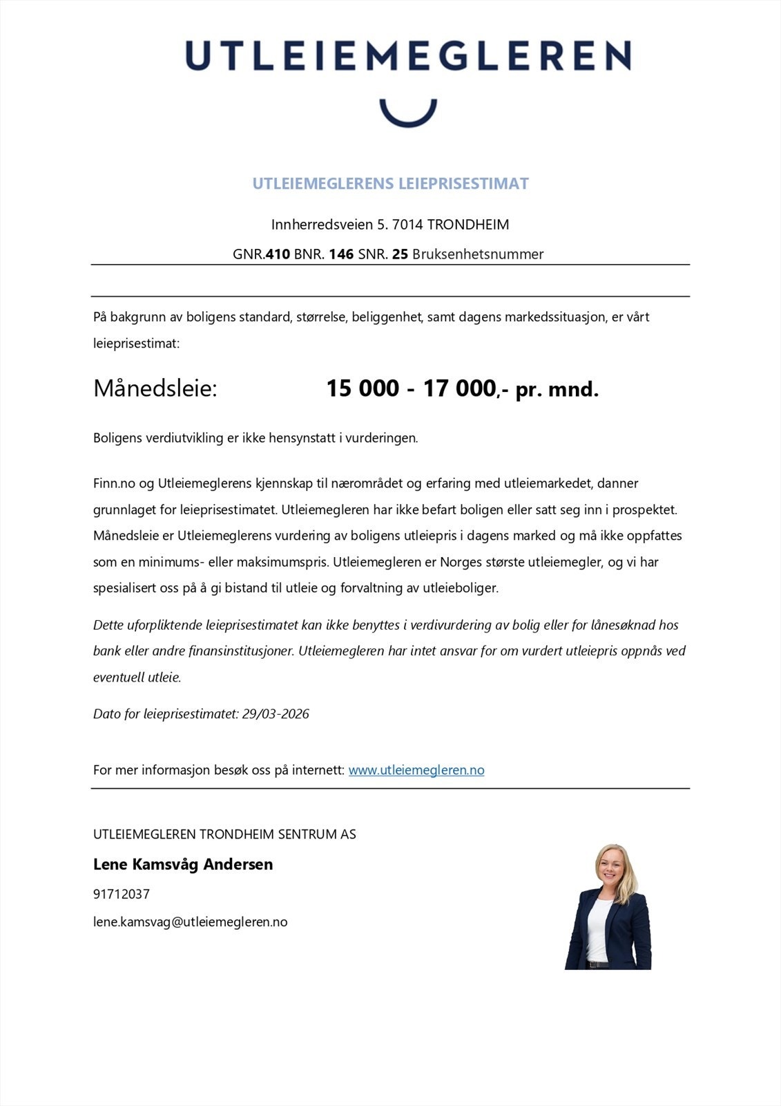 Leieprisestimat Galleribilde