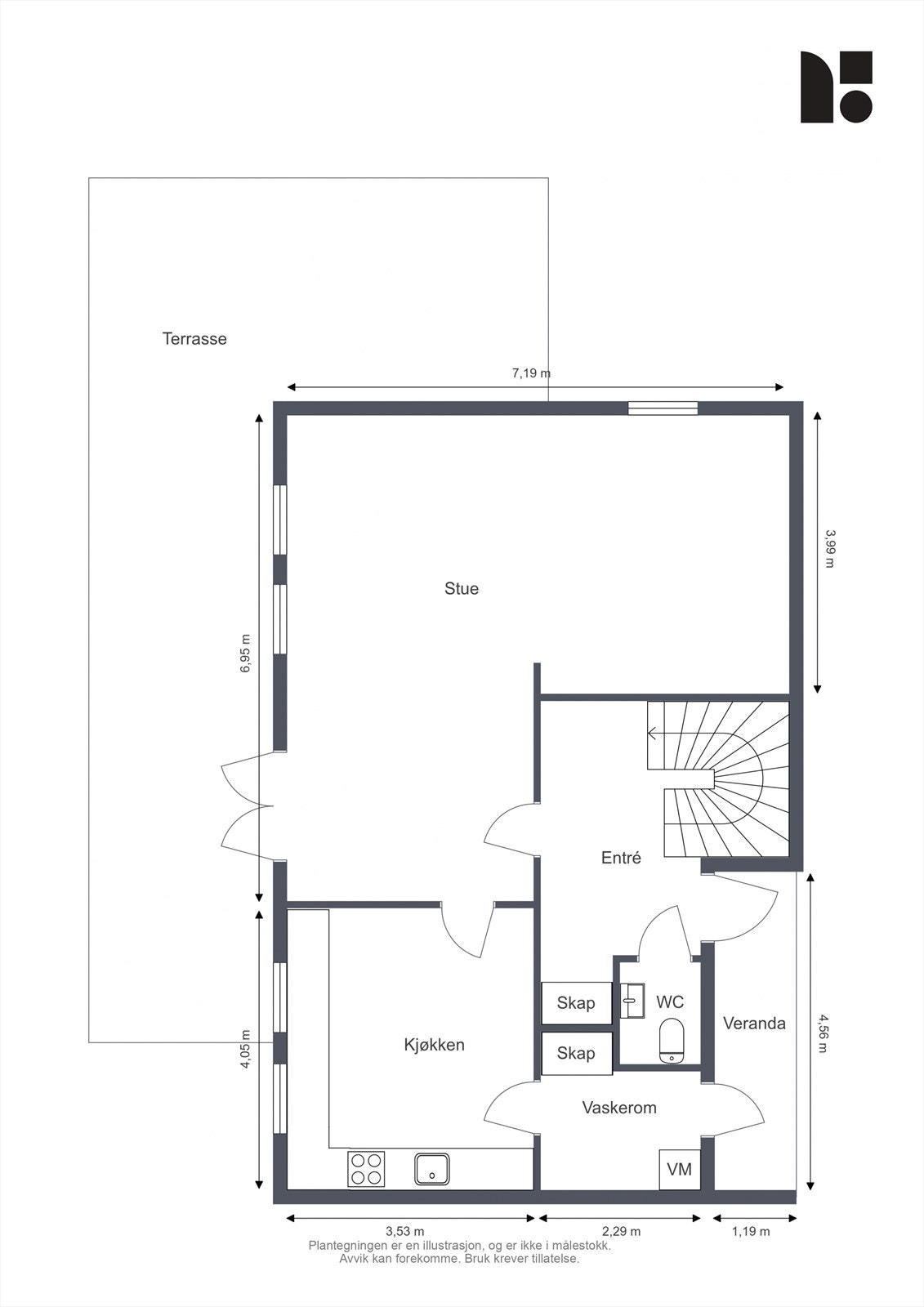Plantegning 1 etg Galleribilde