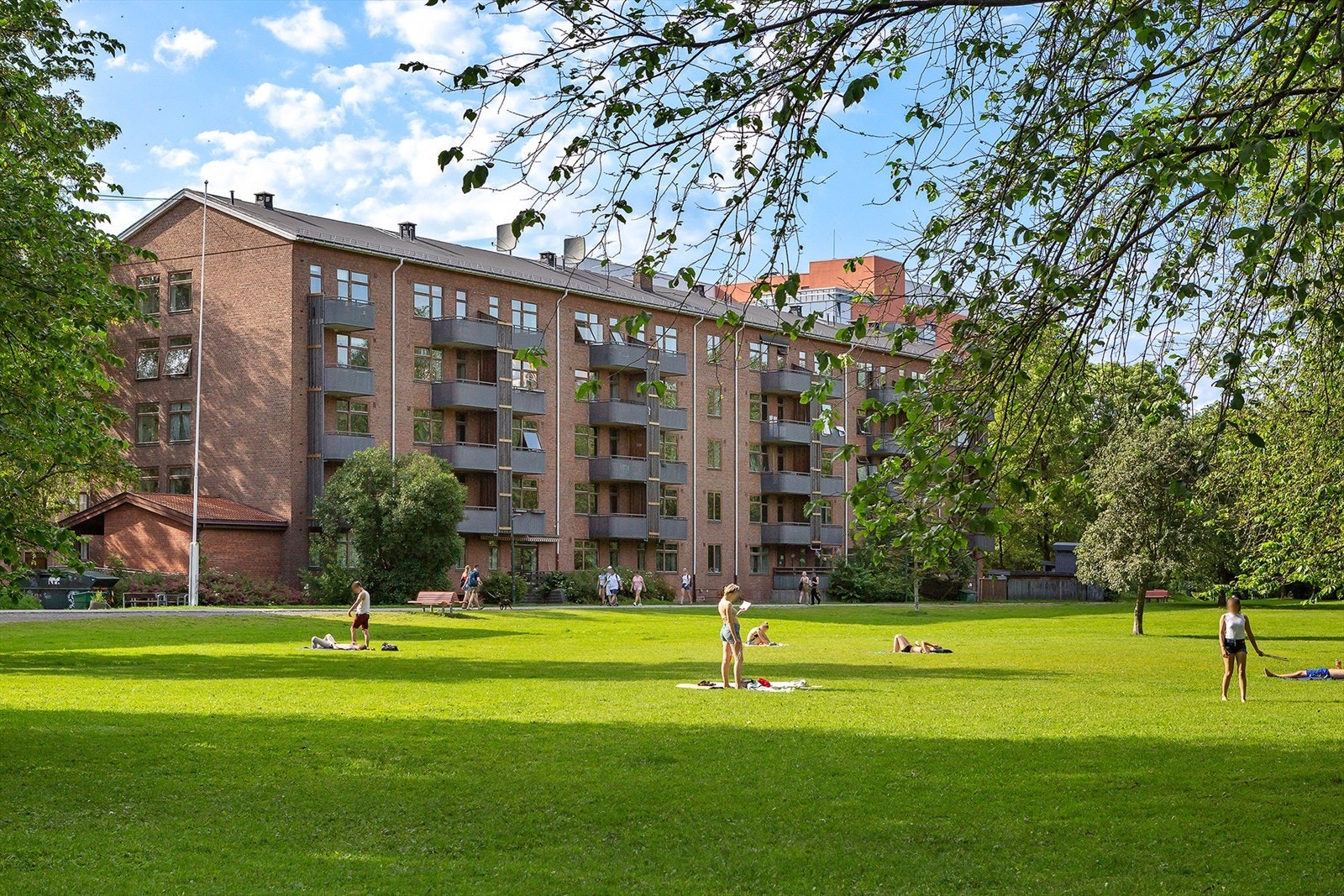 Bjølsendumpa er et grønt friområde med plenarealer og luft mellom bebyggelsen Galleribilde