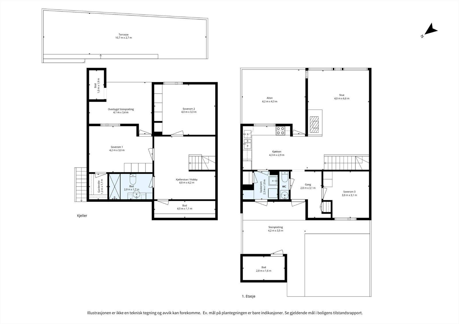 Boligen går over 2 plan. Galleribilde