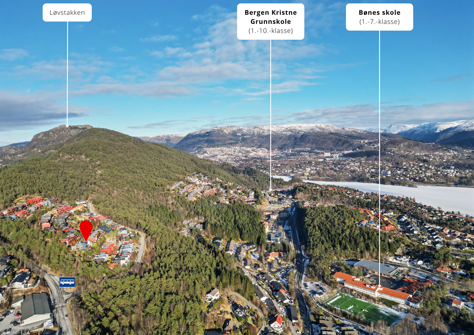 Kort avstand til turområder og flere alternative skoler og barnehager. Galleribilde