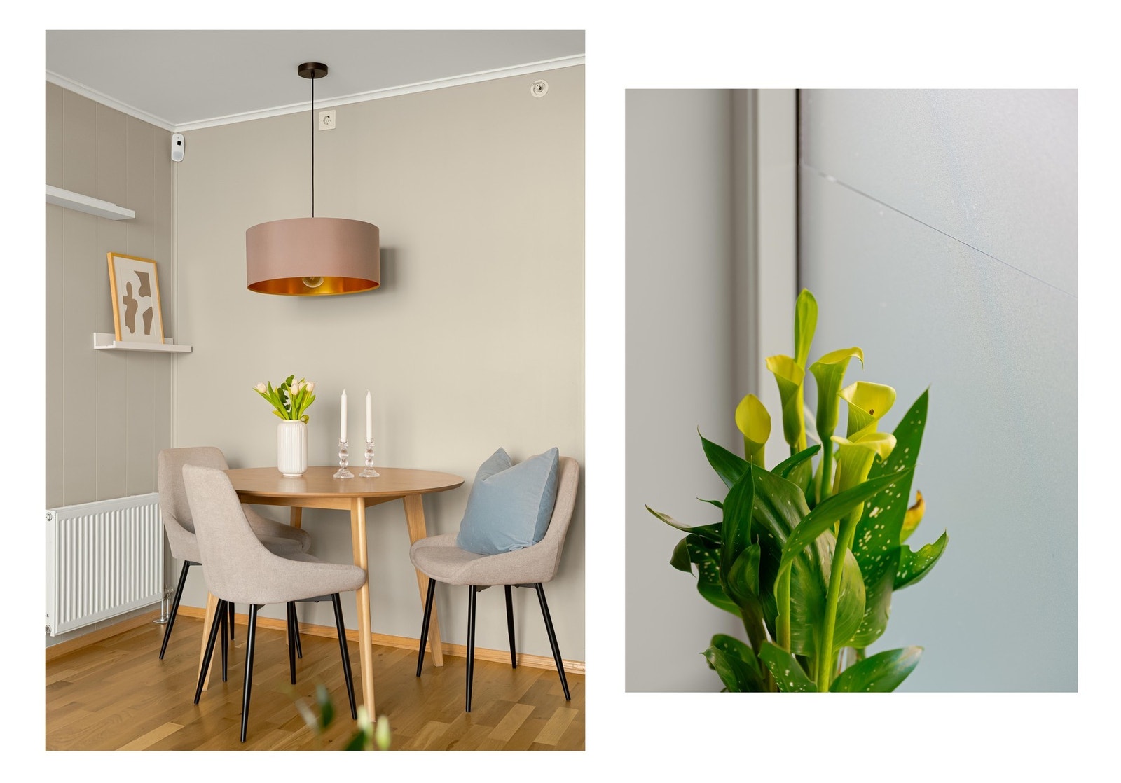 Størrelsen på rommet gir mulighet for både sofagruppe og spisebord. Galleribilde