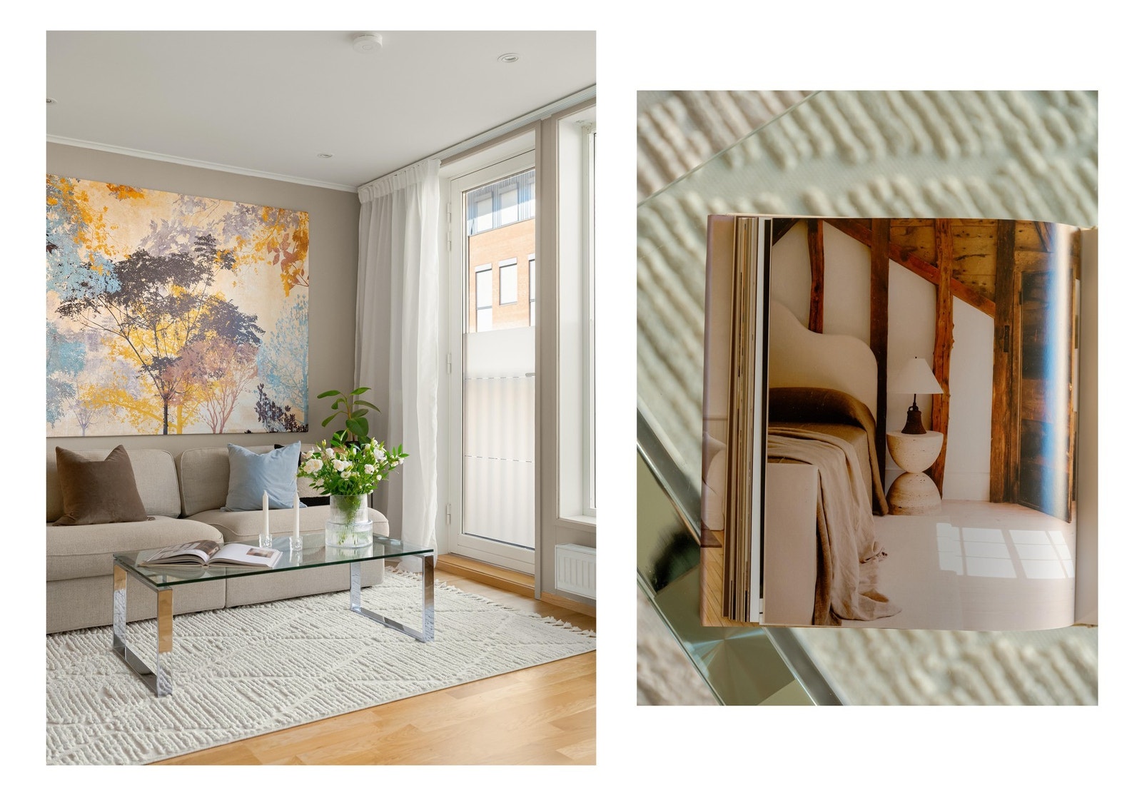 De store vindusflatene gir godt med naturlig dagslys inn i leiligheten. Galleribilde