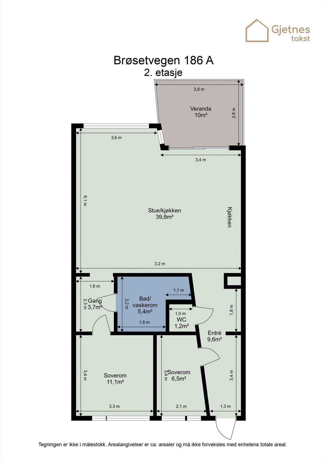 Leilighetens planløsning - i tillegg disponerer man en bod på 5 m². Denne ligger rett bak garasjeplassen. Galleribilde