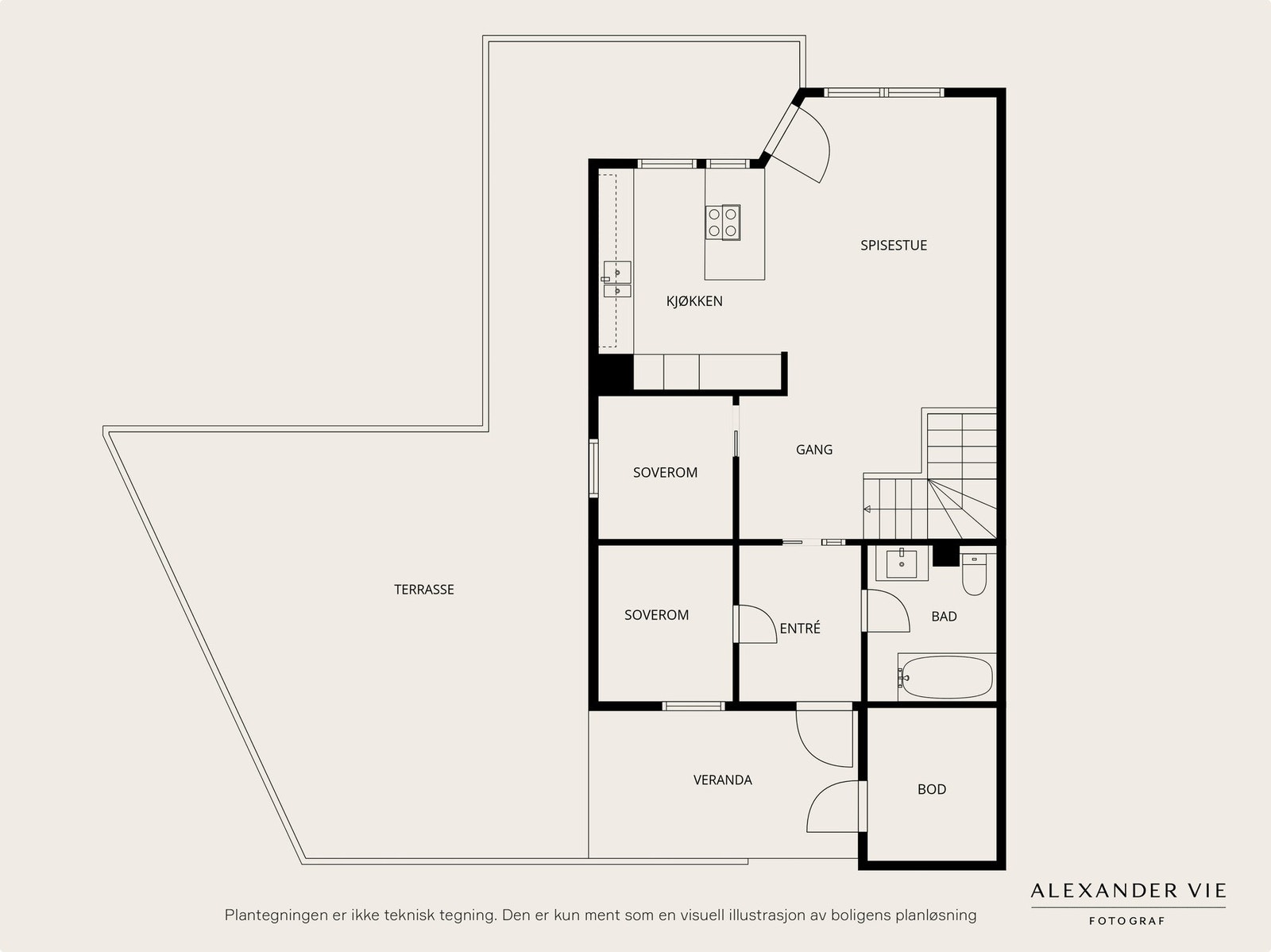 Plantegning over boligens 1.etasje Galleribilde