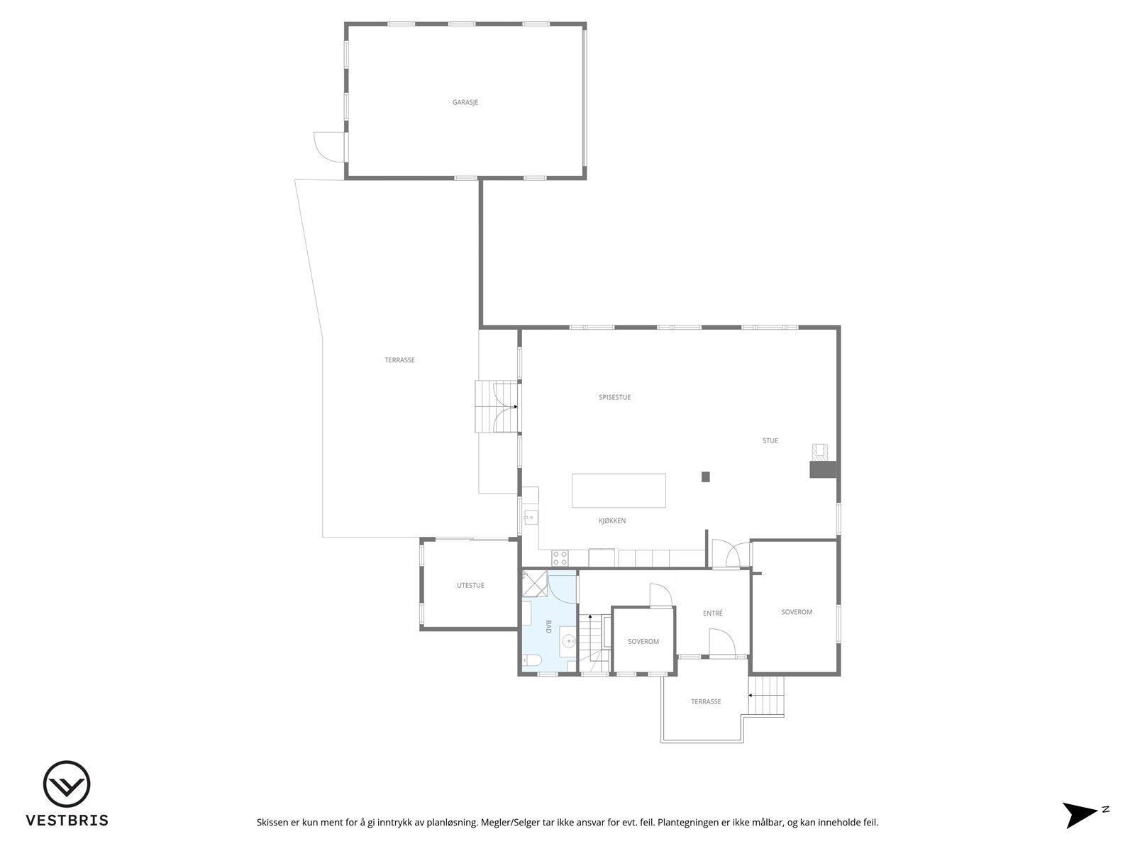 Plantegning hovedetasje. Galleribilde