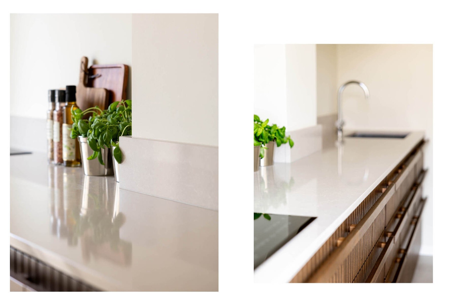 Det er godt med skap- og benkeplass, samt integrerte hvitevarer bestående av stekeovn, induksjonstopp, oppvaskmaskin samt kjøl- og fryseskap. Galleribilde