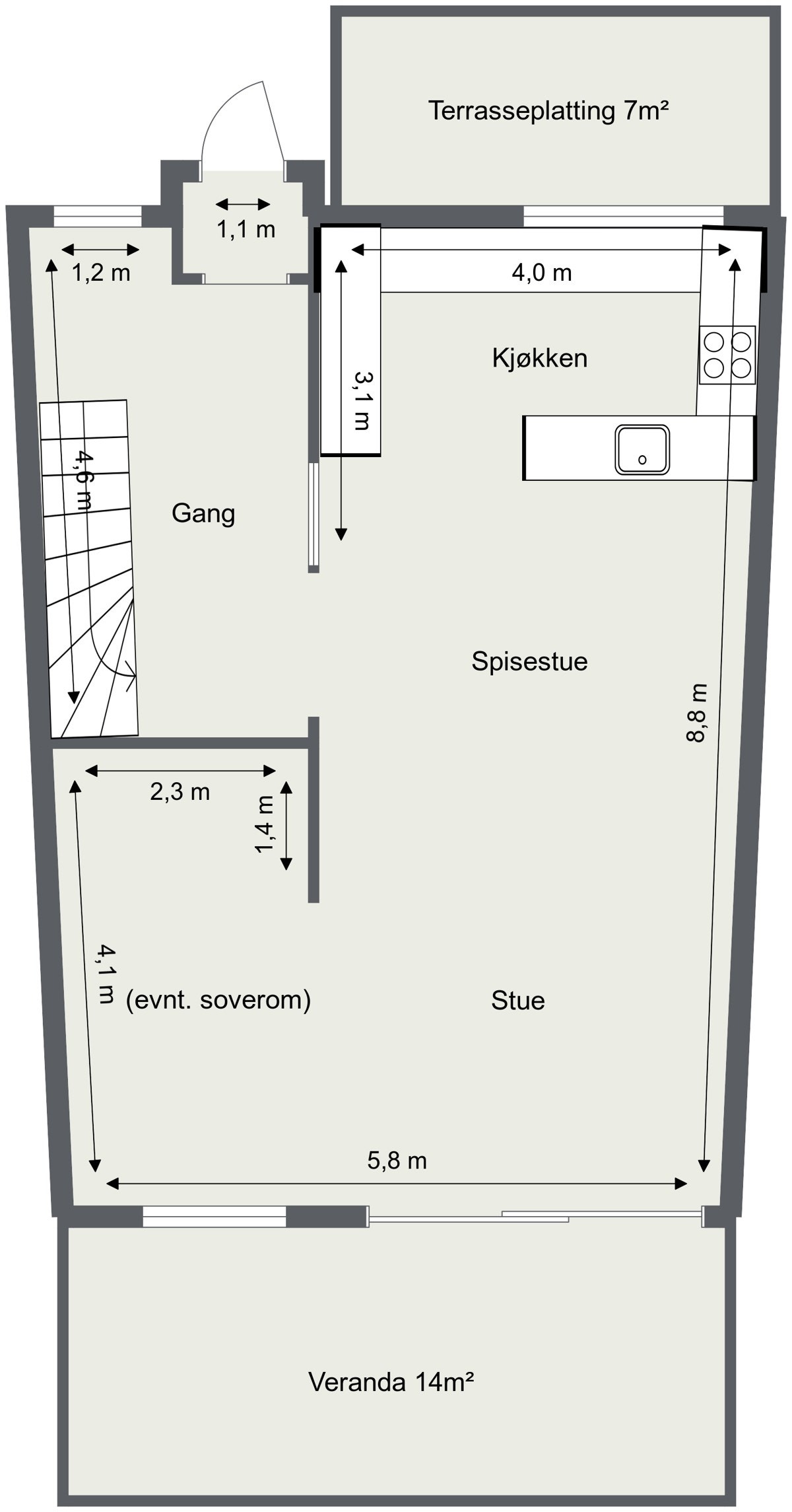 Plantegning 1. etasje. Galleribilde