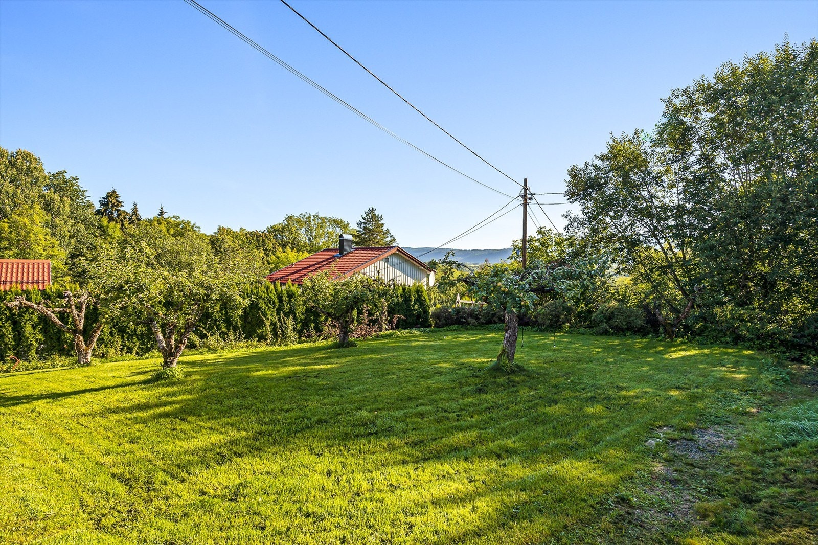 Eiendommen har skjermede utearealer og grenser til skogsarealer Galleribilde