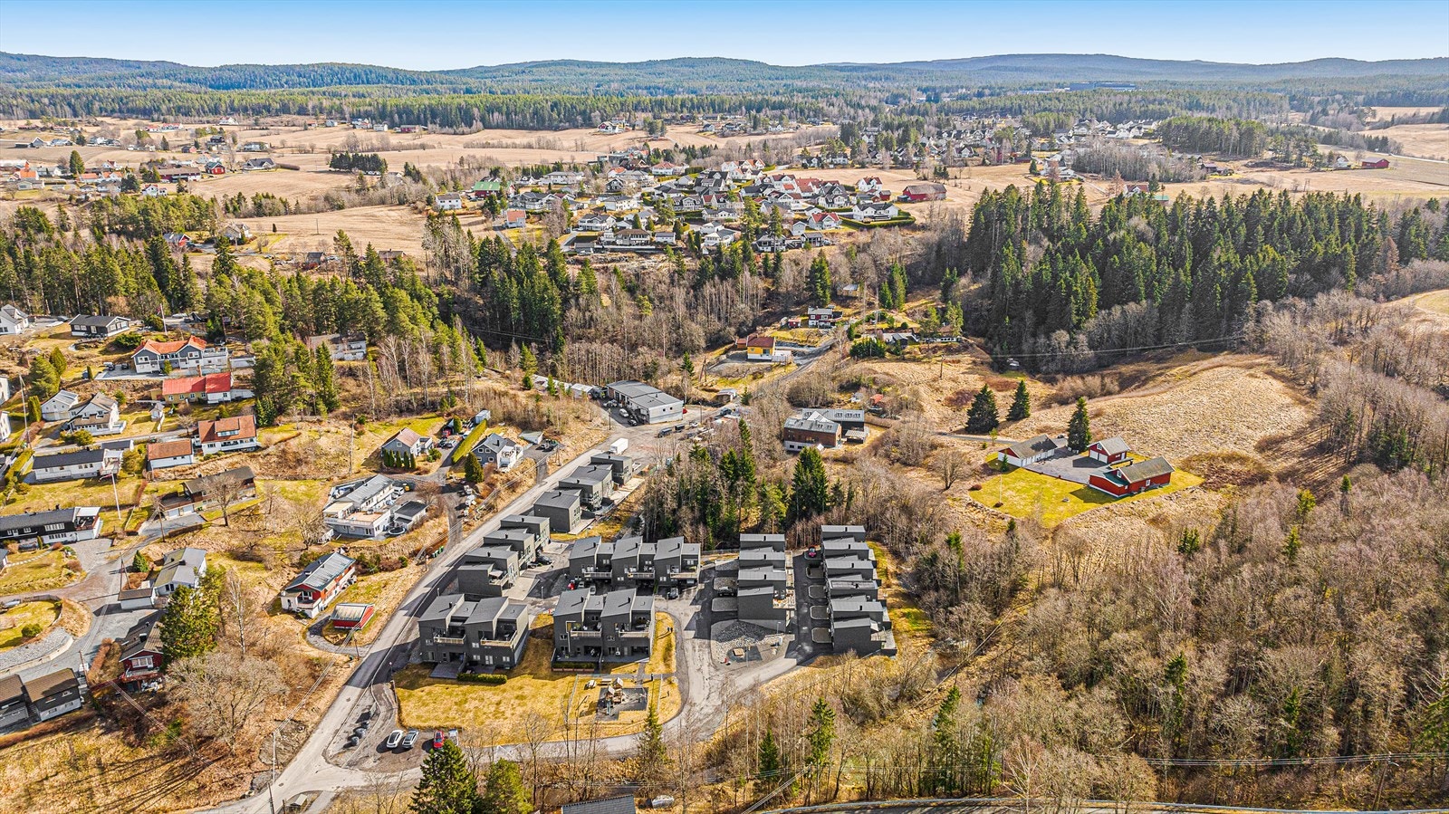 Dronebilde av området Galleribilde