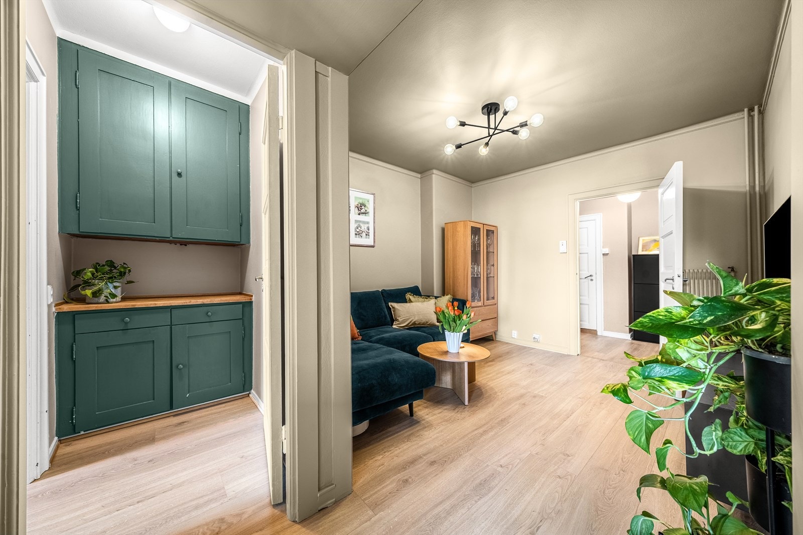 Mellomgang med flotte originale skap. Galleribilde