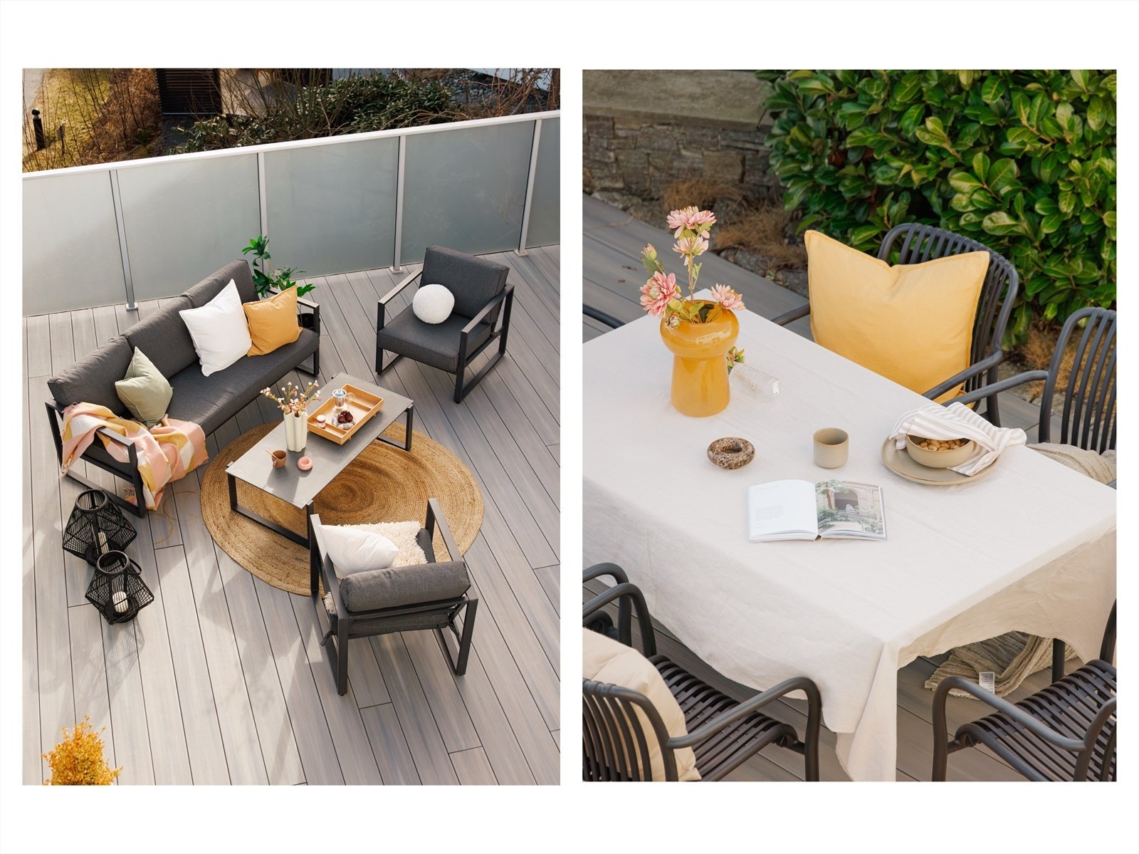 Her er lagt vekt på lettstelte materialer med terrassebord i kompositt. Galleribilde