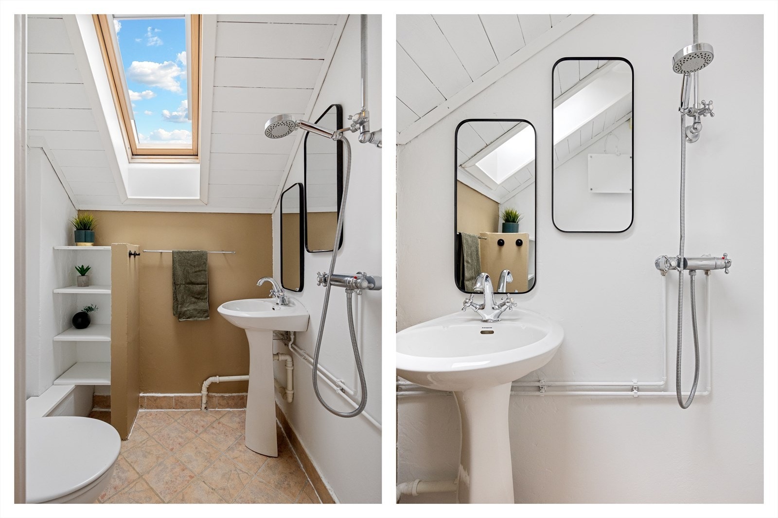 Bad med fliser på gulv Galleribilde