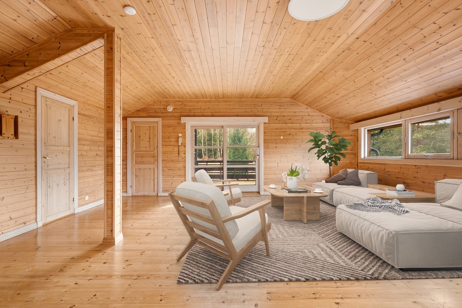 Utgang fra stuen til en romslig veranda (digitalt stylet) Galleribilde