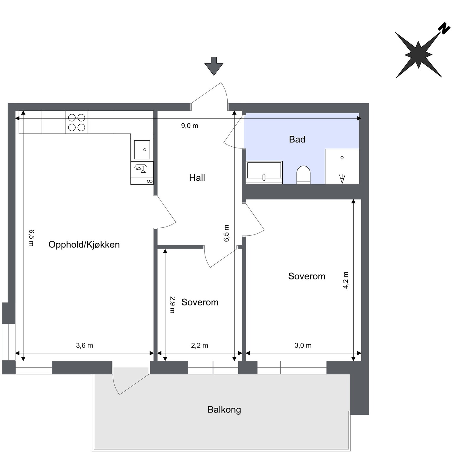 Vi begynner med plantegningen for å orientere oss litt. Galleribilde