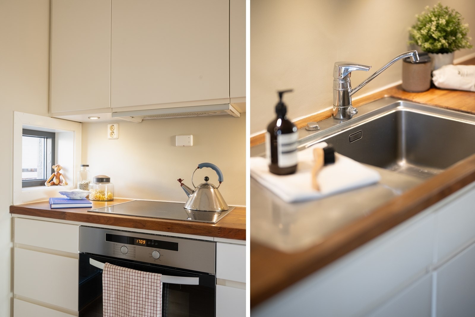 Kjøkkenet oppleves sømløst og moderne, og her har hobbykokken rikelig med boltreplass på den ekstra store kjøkkenbenken Galleribilde