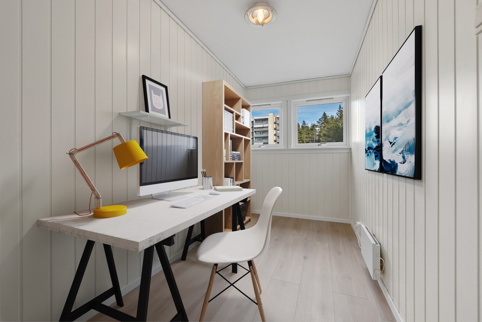 Soverom 3 kan enkelt innredes som kontor. (Bildet er digitalt stylet) Galleribilde