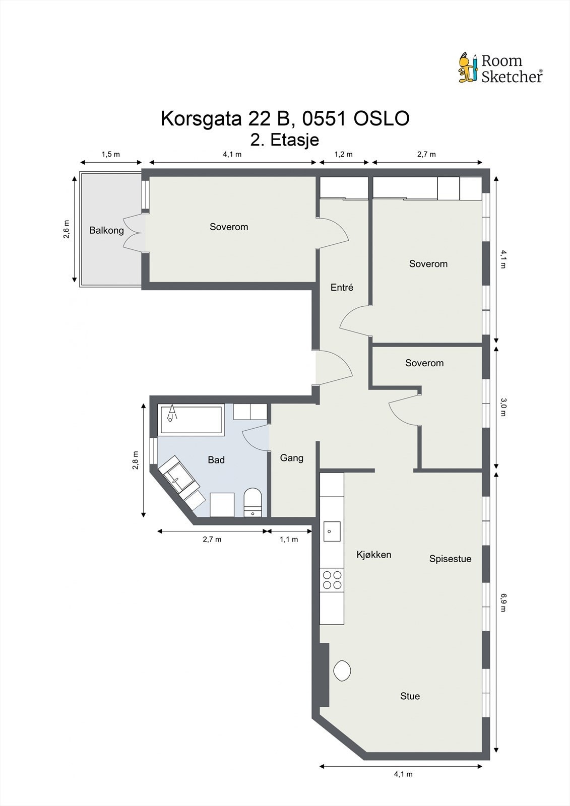 Leiligheten disponerer en loftsbod på ca. 5 kvm og en kjellerbod med gulvflate på ca. 9 kvm. Det er også lagt varmefolie i stue, kjøkken og gang Galleribilde