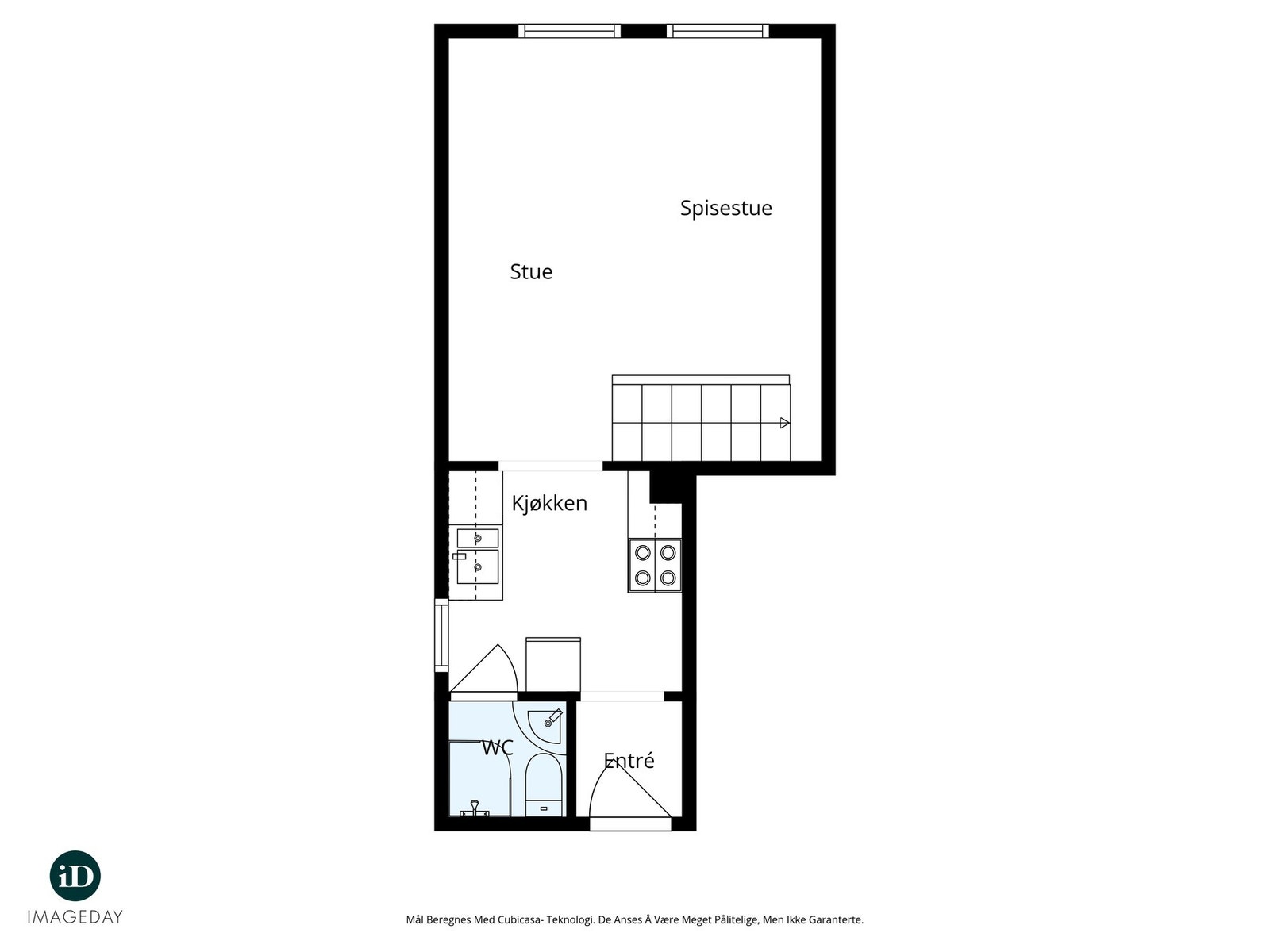 Plantegning leiligheten er beliggende i 2.etasje og går over 2 plan Galleribilde