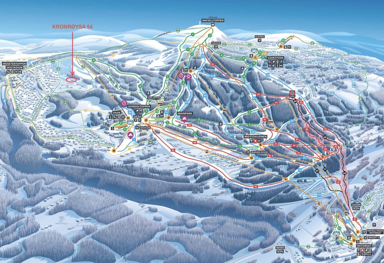 Hytta Kronrøysa 54 attraktivt beliggende til venstre i øvre del av alpinanlegget - kun ett steinkast fra både langrenn-og alpinløyper! Galleribilde