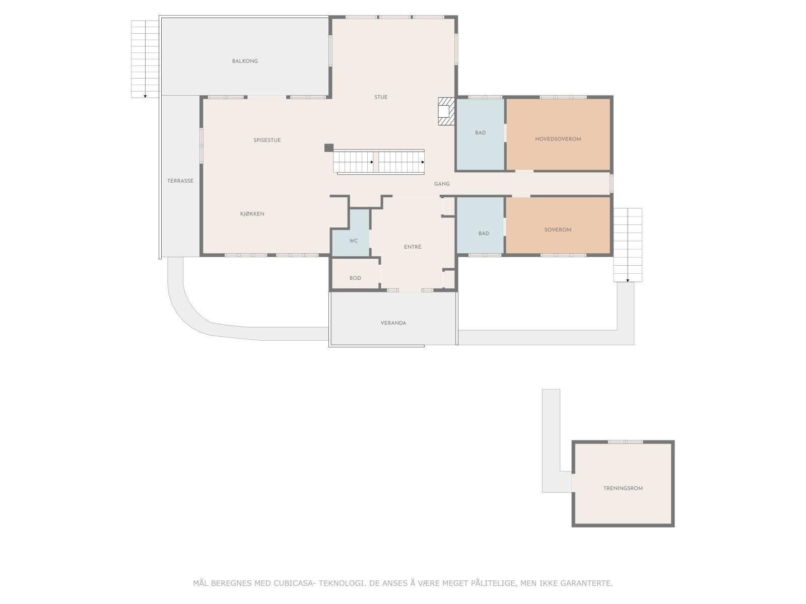 Plantegning 1. etg. (treningsrom i eget uthus ved gårdsplassen) Galleribilde