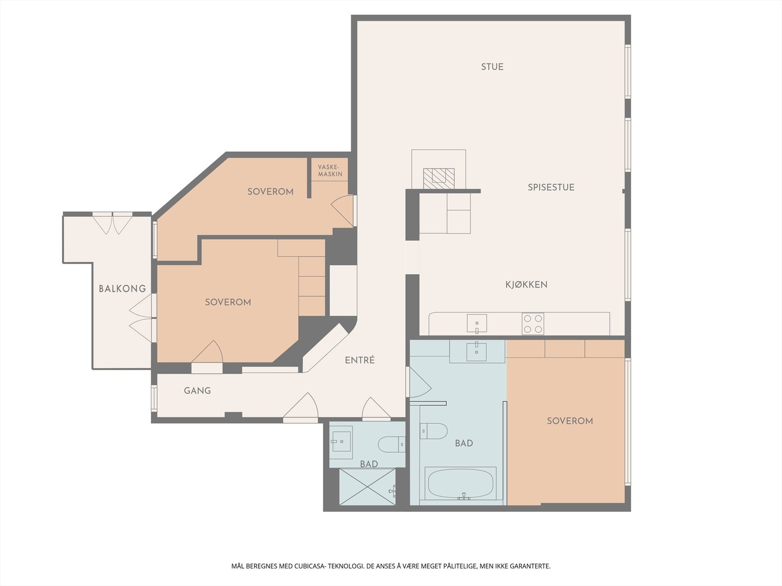 Plantegning, Ps: Boligen har ikke balkong p.d.d, men endelig tillatelse fra Plan og Bygg er gitt til delt balkong med nabo, se punkt "diverse" i salgsoppgaven for mer utfyllende informasjon. Selger dekker alle kostnadene med prosjektet. Galleribilde