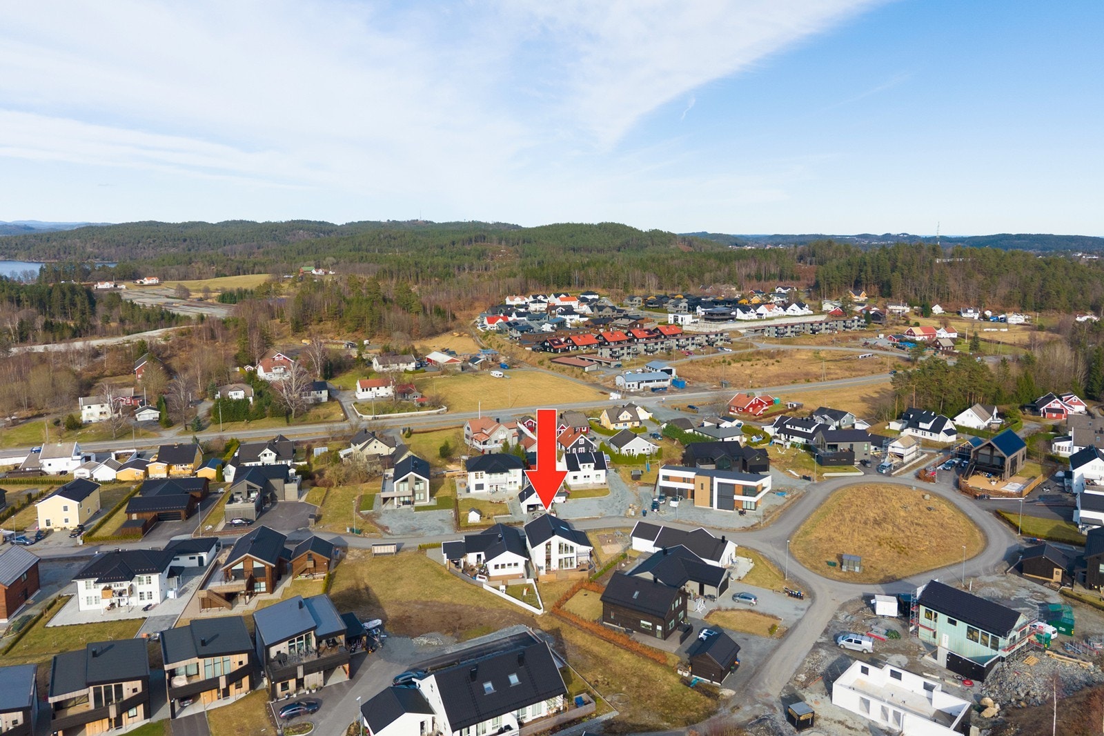 Dronebilde over området Galleribilde