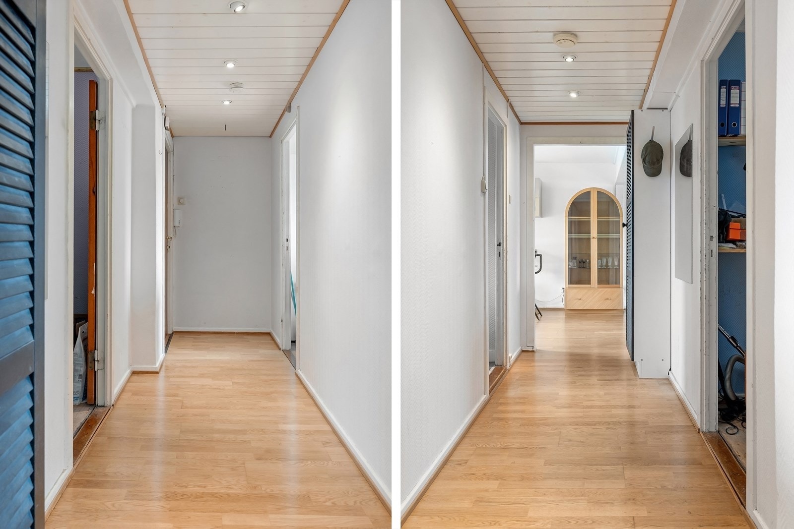 Romslig entré med plass til oppbevaring av yttertøy. Downlights i himling. Galleribilde