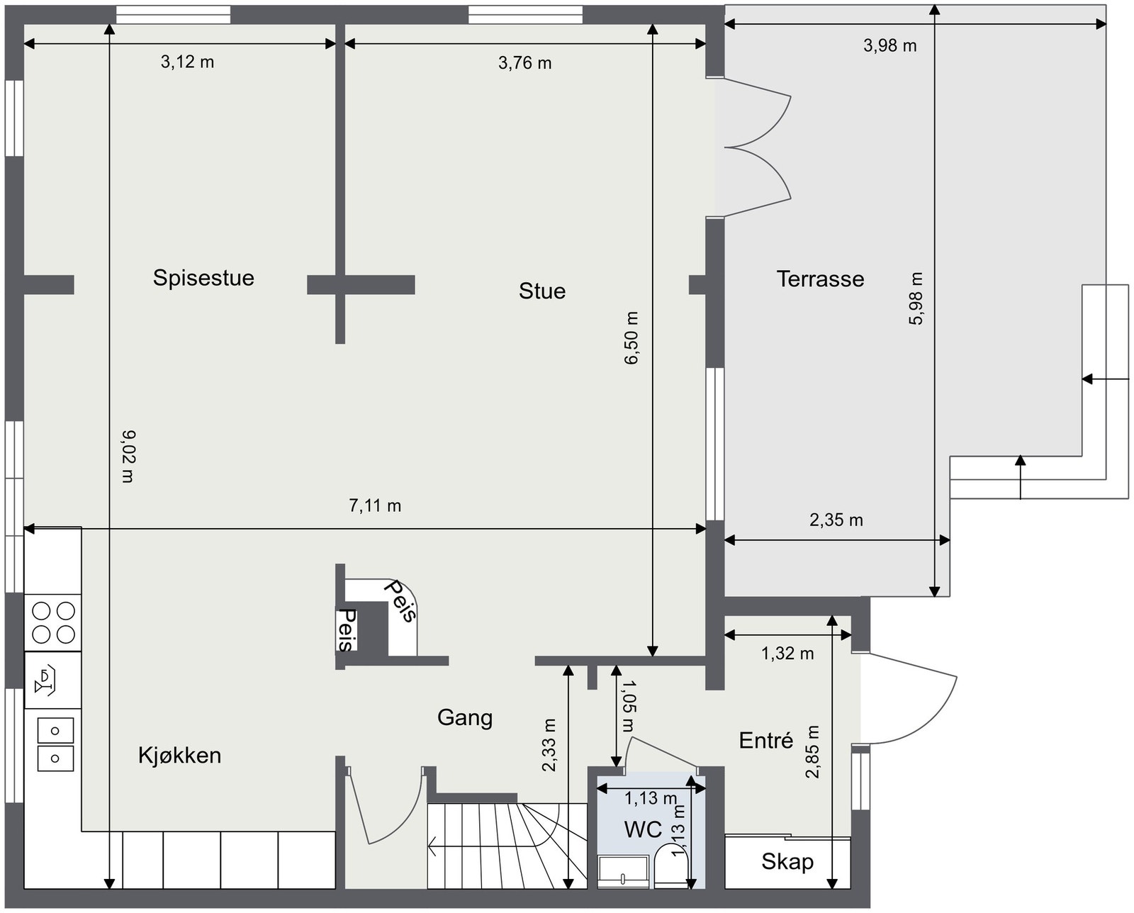 Plantegning - 1.etasje Galleribilde
