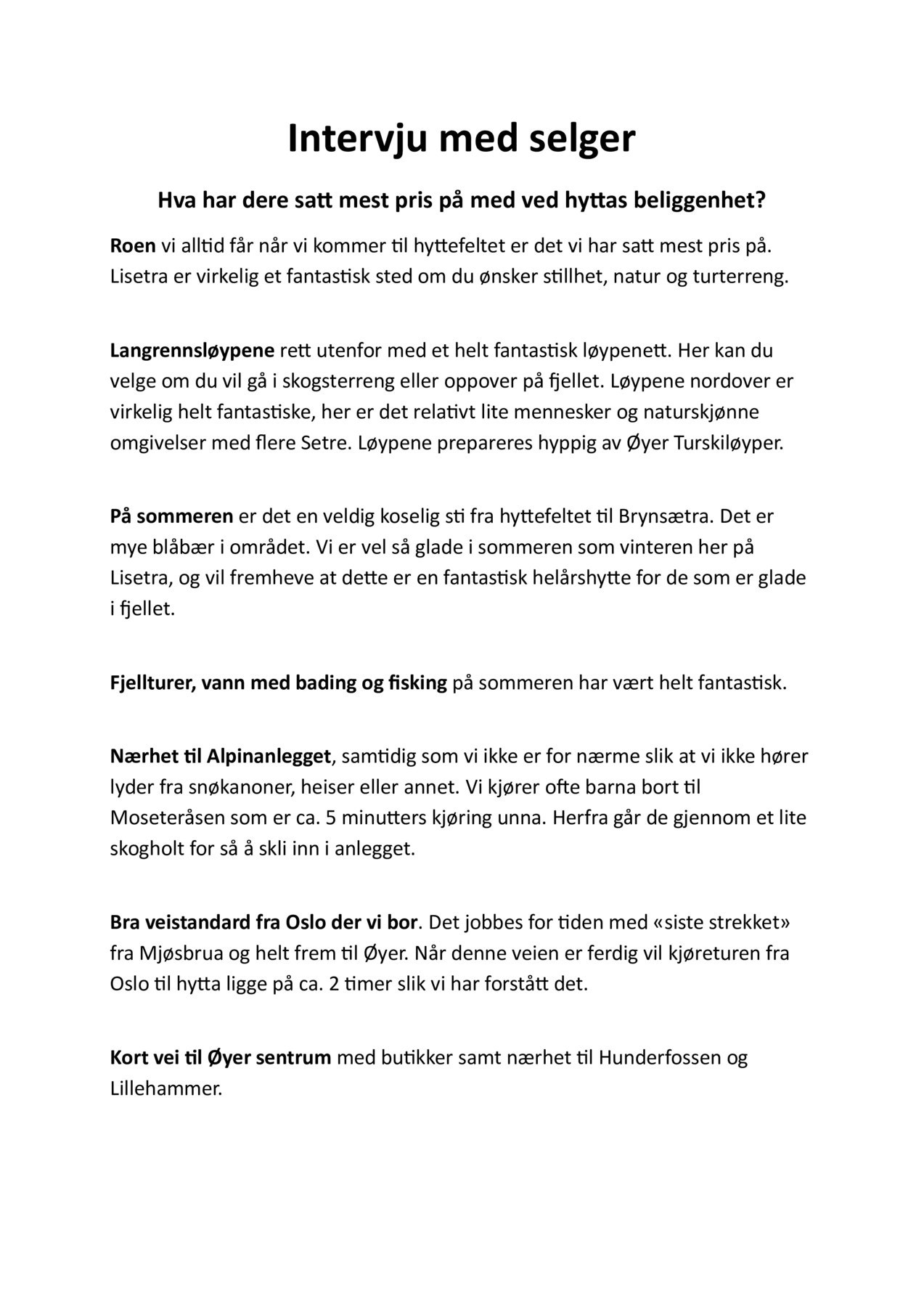 Intervju med selger. Galleribilde