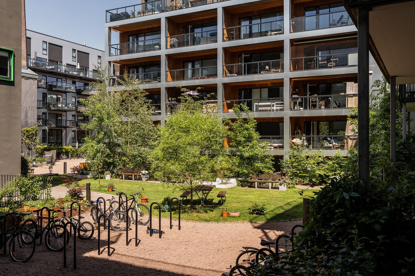 Fellesområdene har også sykkelparkering lett tilgjengelig. Galleribilde