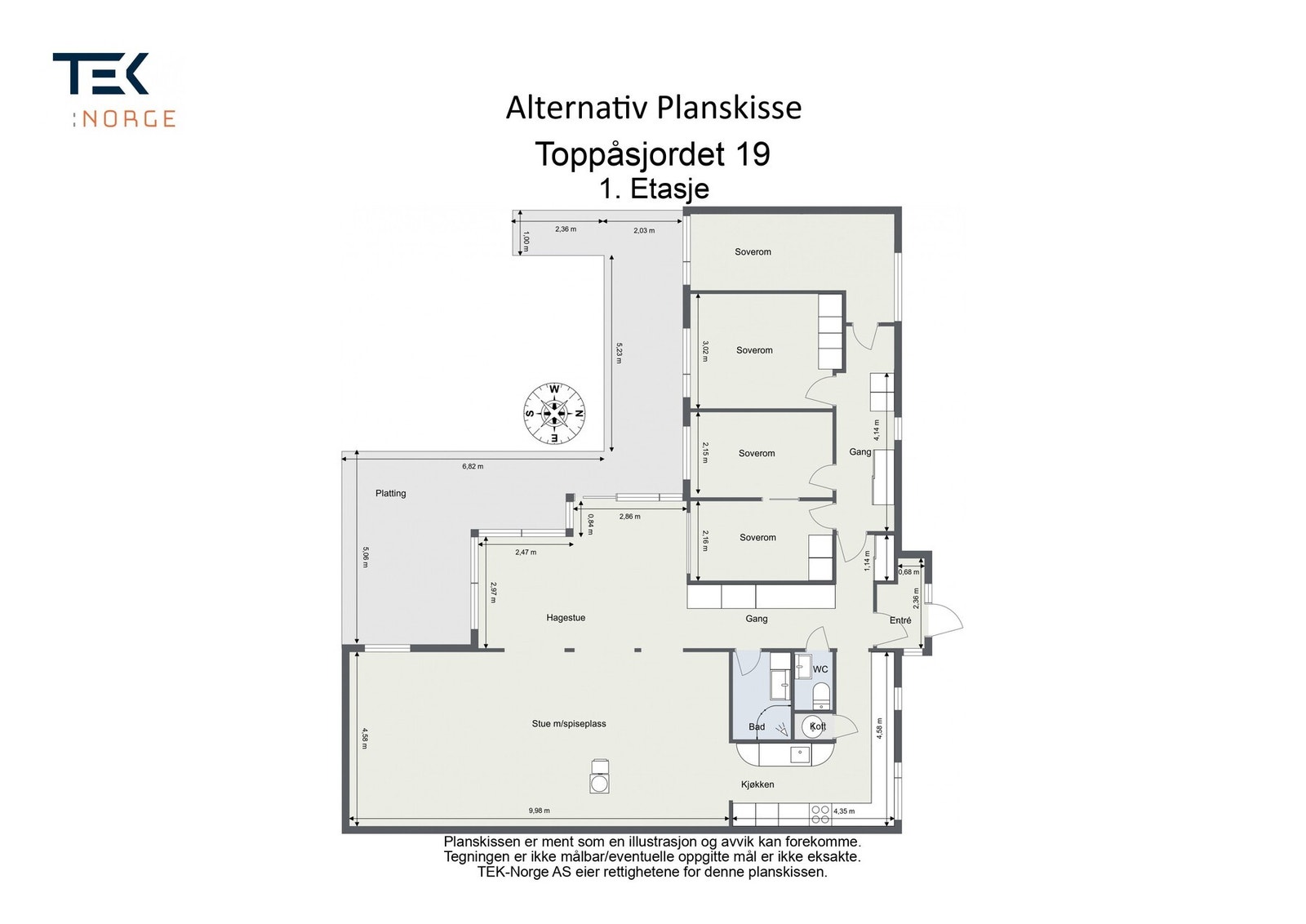 Alternativ planskisse - Alt arbeid med endring av oppholdsrom er søknadspliktig hos kommunen. Galleribilde