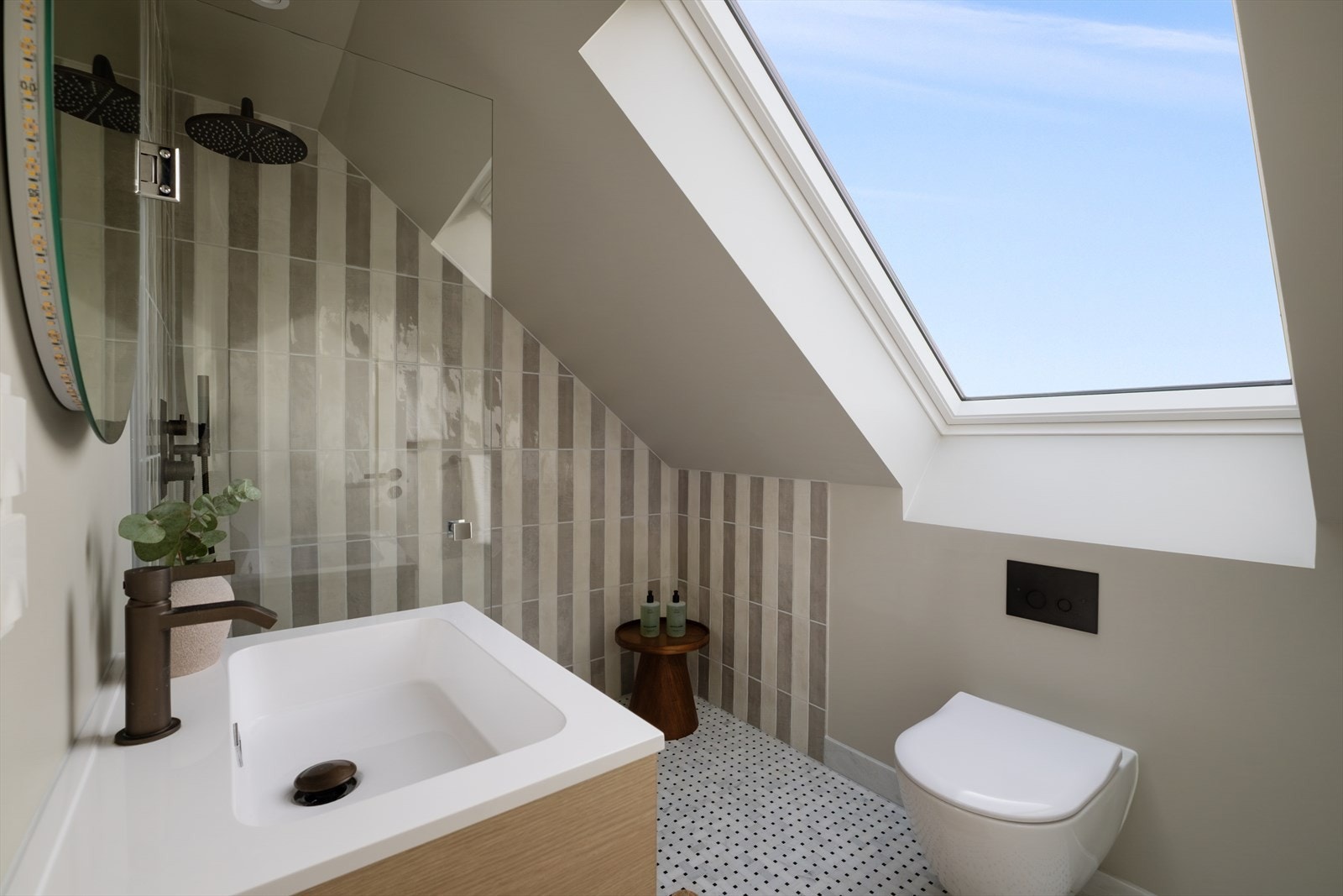 Nytt bad fra 2025 - flislagt gulv med varmekabler. Galleribilde