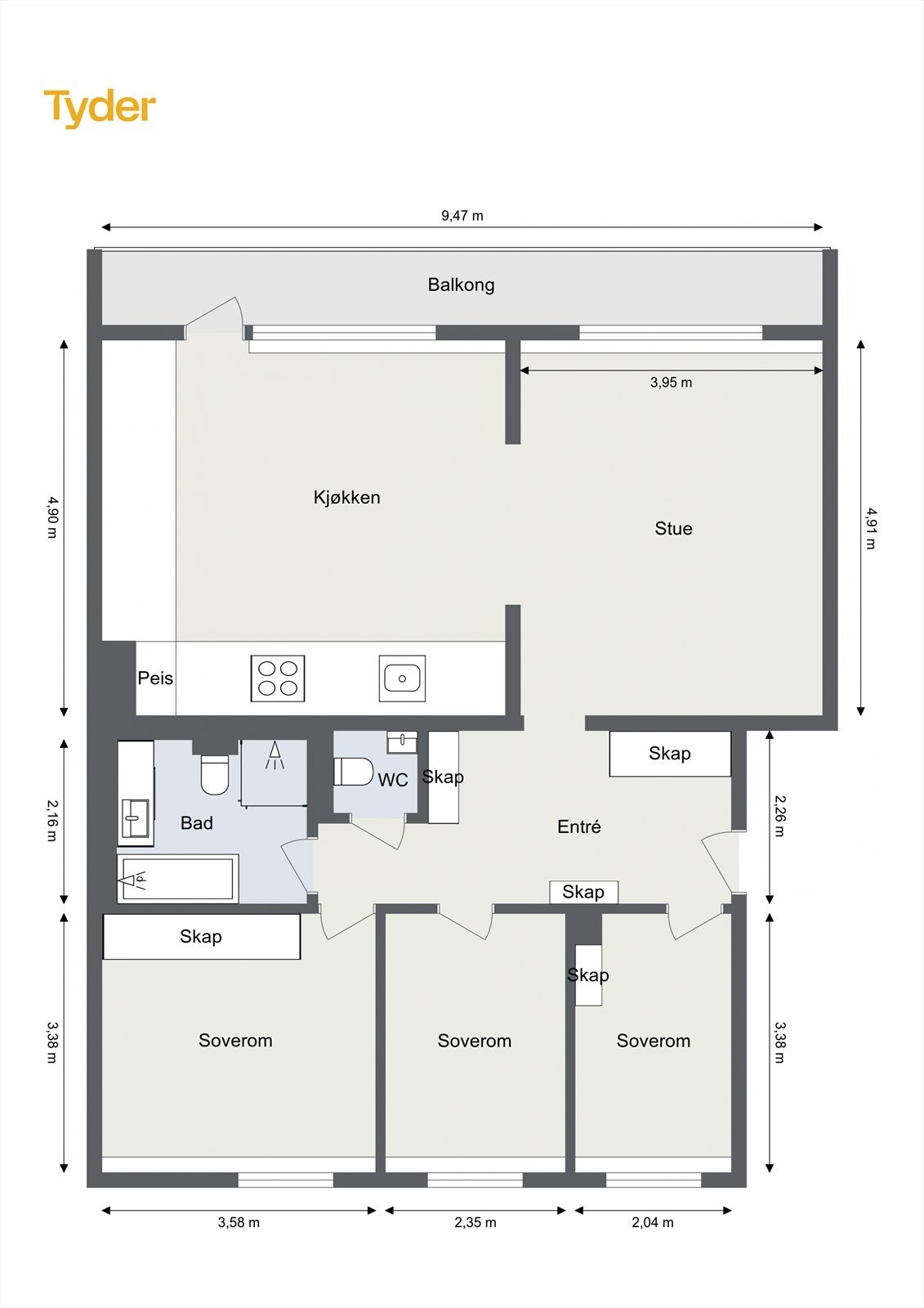 Gjennomgående og innholdsrik planløsning. Galleribilde